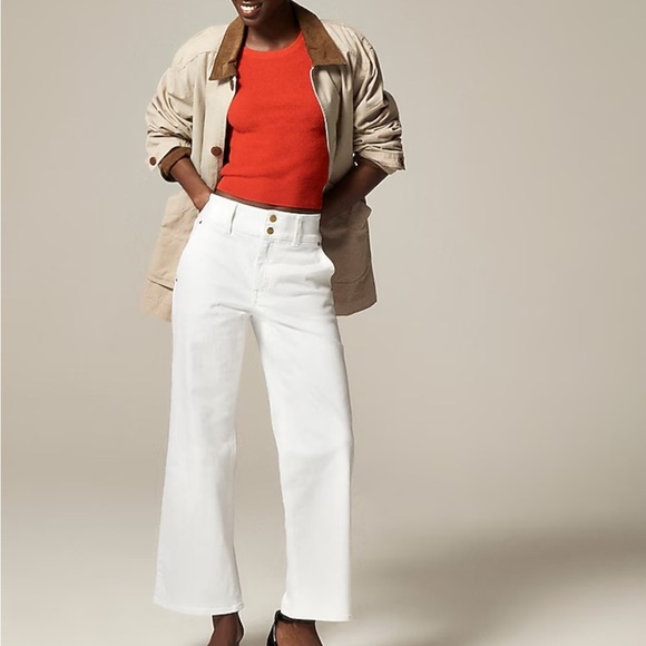 J crew white Tall slim-wide jean with stacked buttons - Picture 1 of 5